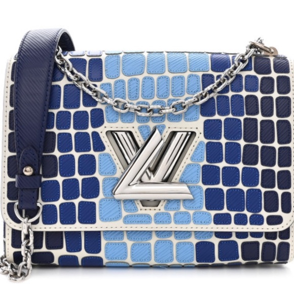 SOLD Louis Vuitton Epi Savane Twist Shoulderg Bag MM Blue - Picture 2 of 10